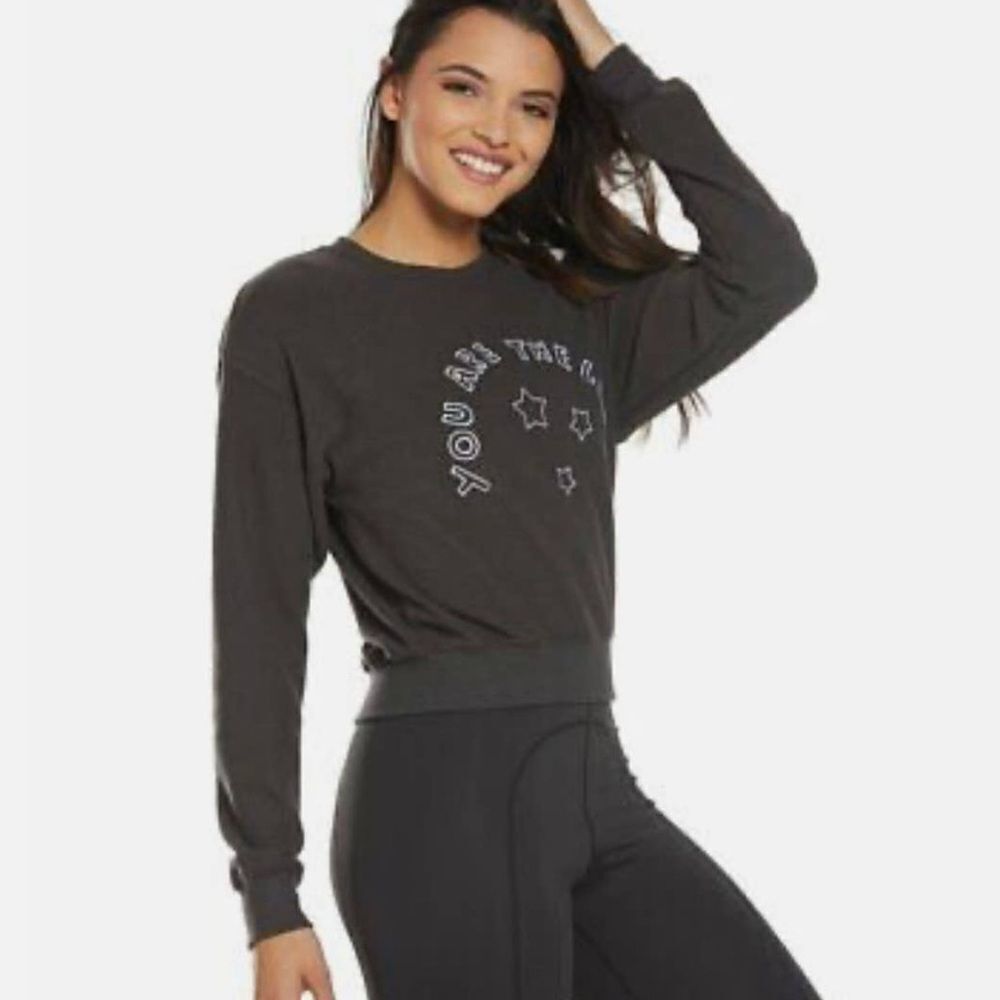 Spiritual Gangster Dark Gray The Light Malibu Crew Neck Sweater- Size XS - Picture 3 of 11